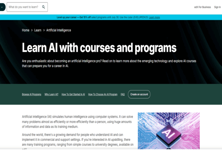 دورات الذكاء الاصطناعي من edX  