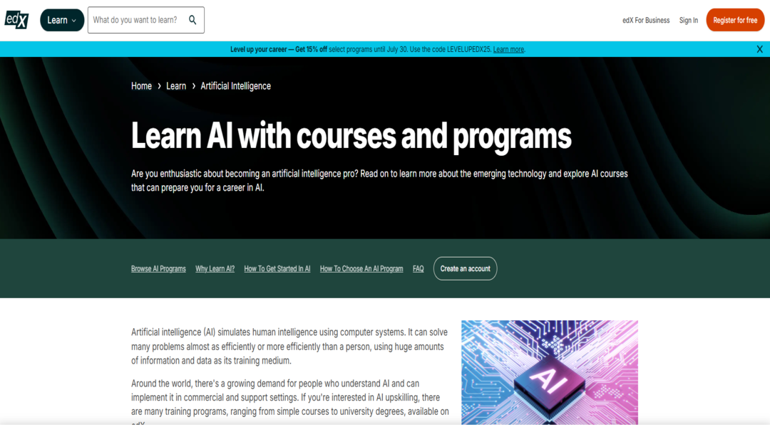 دورات الذكاء الاصطناعي من edX  