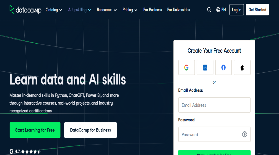 كورسات من موقع data camp